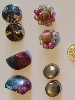 Clip-On Earrings -Multiple Sets 80'sPink, Purple, Teal, Silver, Gold Accents